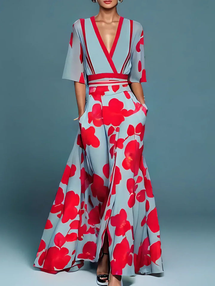 Loise™ - Robe Portefeuille Élégante Fleurie