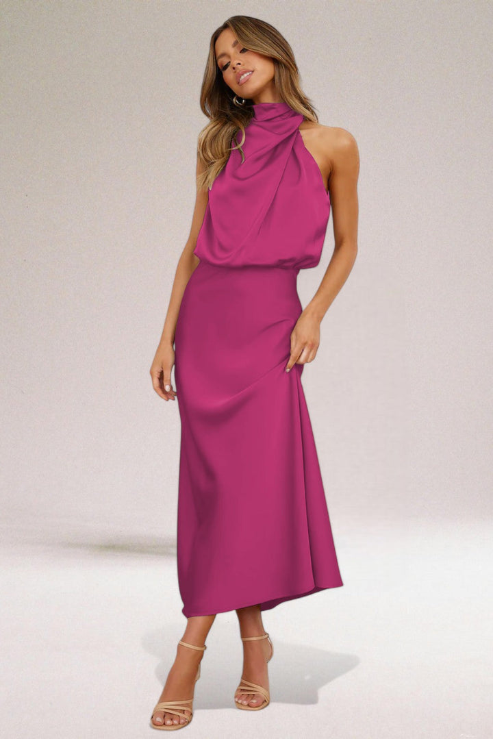 Élodie™ | Robe glamour en satin avec licou.