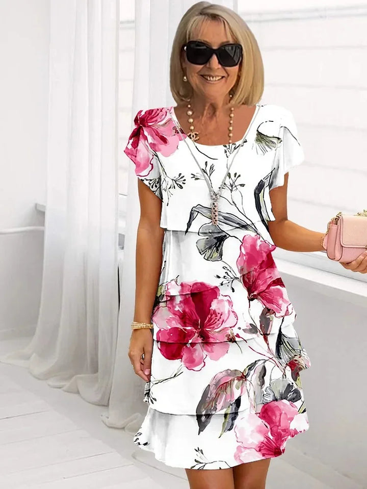 Gilla – Robe à fleurs en cascade Multi Plante