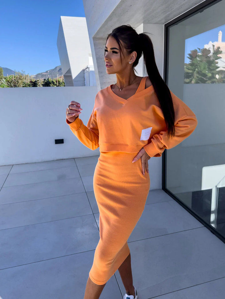 Laurine – Ensemble Décontracté Robe & Sweatshirt