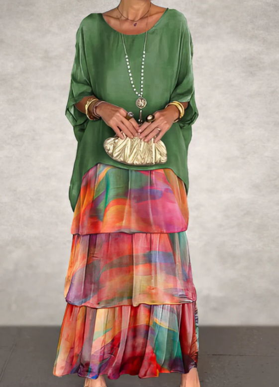Caroline | Robe Maxi à Col Rond Ample