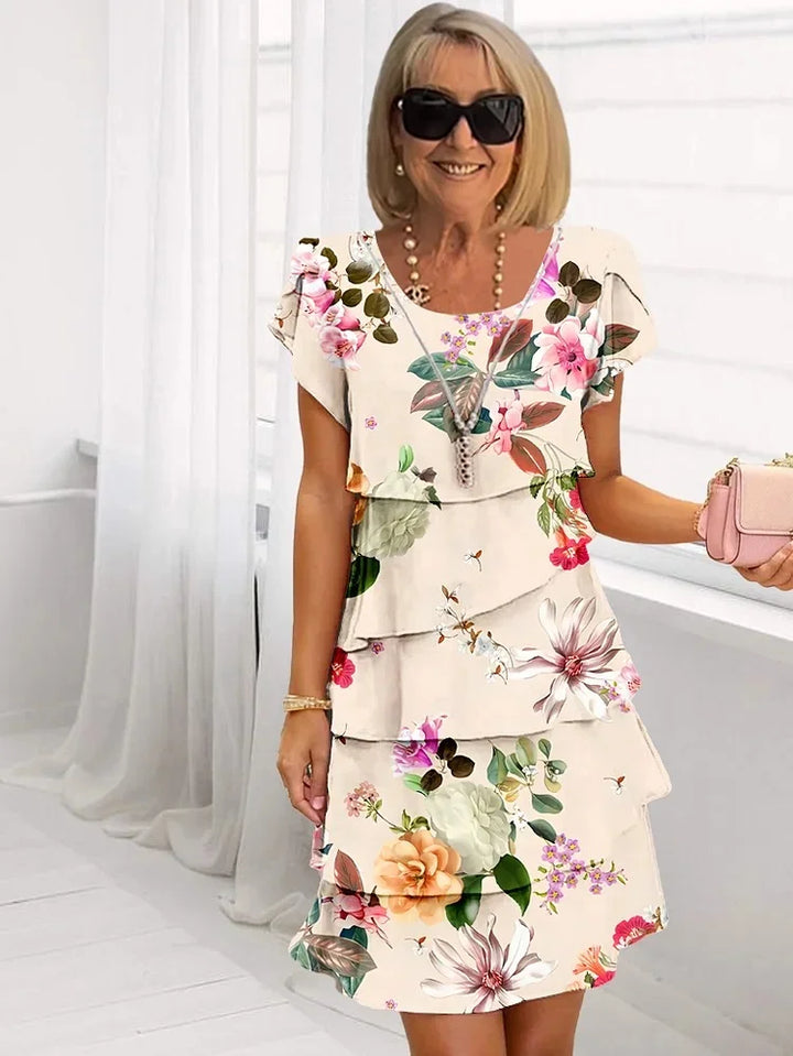 Gilla – Robe à fleurs en cascade Multi Plante